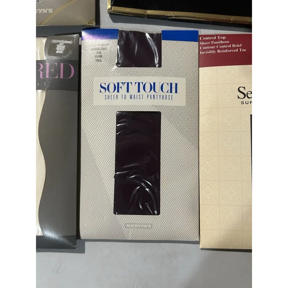 Vintage NOS Pantyhose Hosiery Lot Hanes Donna Karan Mervyn’s Worthington 9 Pc